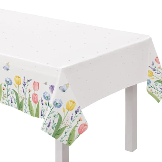 90&#x22; Spring Tulip Garden Fabric Table Covers, 2ct.